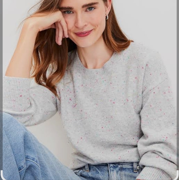 LOFT Sweaters - LOFT Women's Gray Sweater with Colorful Accents